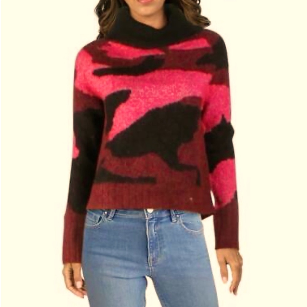 Like New Aqua Brand Pink Camo Funnel Neck Sweater from Bloomingdale’s